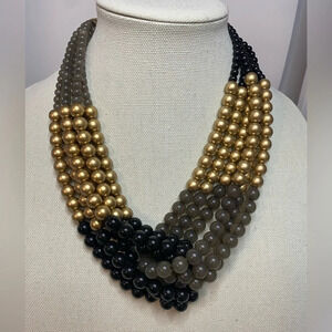 Statement Necklace - Black & Gold - Unique Piece